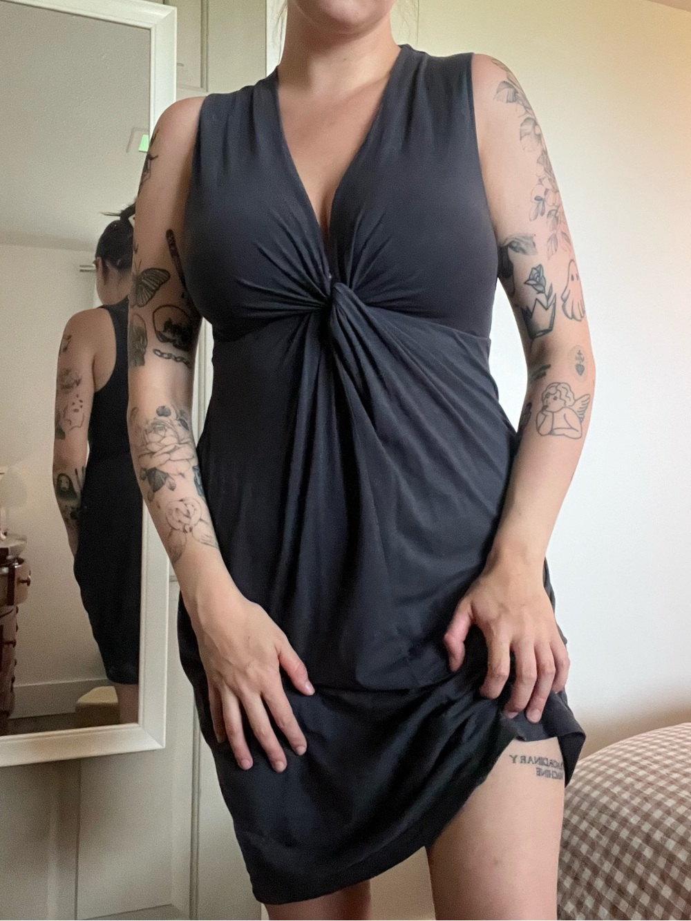 J. Crew Shirred Grey Knee-Length Dress